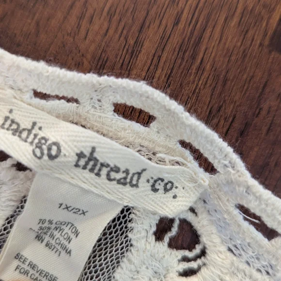 Indigo Thread Co Elegant Lace Crochet Cardigan Women's Size 1X/2X - Picture 5 of 5